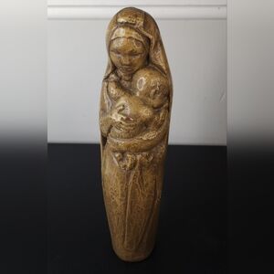 Bronze-Tone Mother and Child Figurine Sculpture